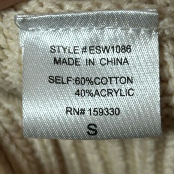 Heyson cream textured fringe collared vneck sweater size S - Picture 7 of 10